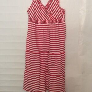 J. Khaki Girl’s 3-tiered Sundress L Pink and White Stripes